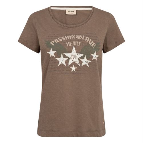 MOS MOSH T-SHIRT, MMZIBBA O-SS TEE, CHOCOLATE CHIP